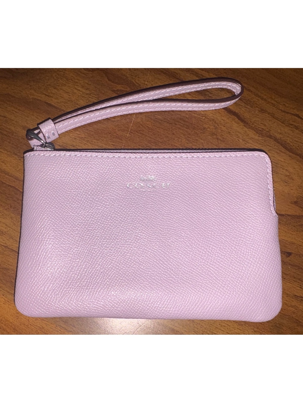 Coach Lilac Crossgrain Leather Corner Zip Wristlet